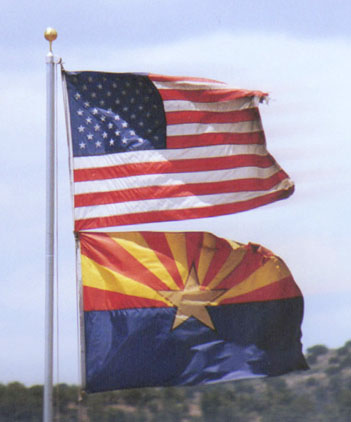 US and Arizona State flags
